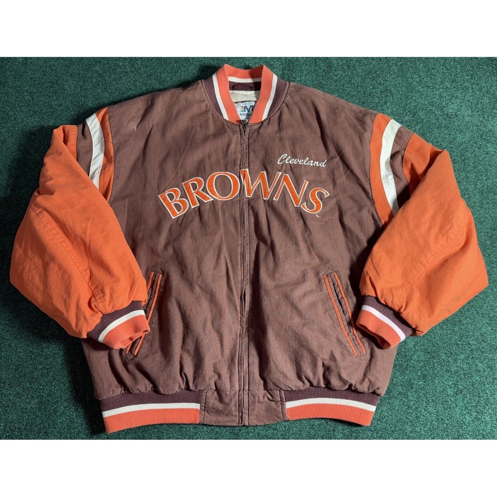Vintage 90's Mirage Cleveland Browns 1964 Throwback NFL Varsity‎ Jacket XL Rare